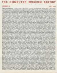 The Computer Museum Report, Fall 1984