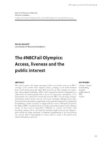 The #Nbcfail Olympics: Access, Liveness and the Public Interest
