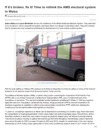 If It's Broken, Fix It! Time to Rethink the AMS Electoral System in Wales