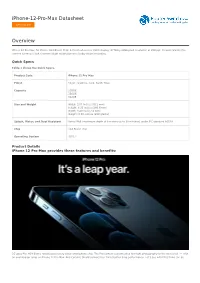 Iphone-12-Pro-Max Datasheet Overview