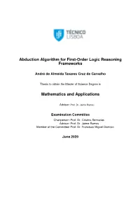 Abduction Algorithm for First-Order Logic Reasoning Frameworks