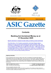 ASIC 36A/06, Monday, 18 September 2006 Published by ASIC ASIC Gazette