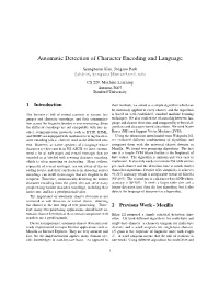Automatic Detection of Character Encoding and Language