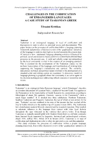 Challenges in the Codification of Endangered Languages: a Case Study of Tsakonian Greek