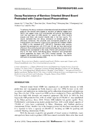 Decay Resistance of Bamboo Oriented Strand Board Pretreated with Copper-Based Preservatives