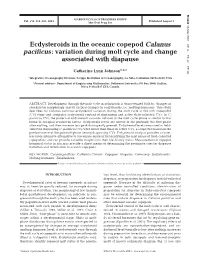 Ecdysteroids in the Oceanic Copepod Calanus Pacificus: Variation During Molt Cycle and Change Associated with Diapause