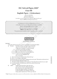 Oswaal ISC Board Solved Paper 2020 English Paper 2 (Literature), Class