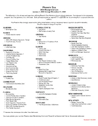 Phoenix Zoo 2020 Reciprocal List January 1, 2020 Through December 31, 2020