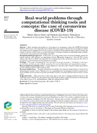 Real-World Problems Through Computational Thinking Tools and Concepts: the Case of Coronavirus 46 Disease (COVID-19)