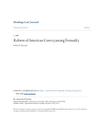 Reform of American Conveyancing Formality Robert D