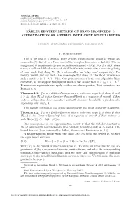 Kähler-Einstein Metrics on Fano Manifolds. I