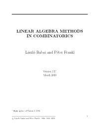 LINEAR ALGEBRA METHODS in COMBINATORICS László Babai