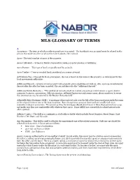 Mls Glossary of Terms