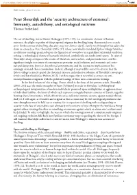 Peter Sloterdijk and the ‘Security Architecture of Existence’: Immunity, Autochthony, and Ontological Nativism Thomas Sutherland