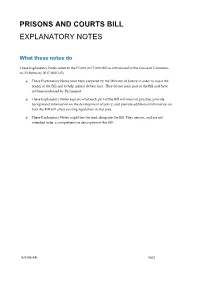 Prisons and Courts Bill Explanatory Notes