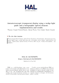 Autostereoscopic Transparent Display Using a Wedge Light