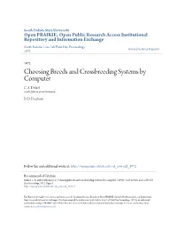 Choosing Breeds and Crossbreeding Systems by Computer C