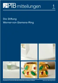 Die Stiftung Werner-Von-Siemens-Ring Braunschweig Und Berlin Braunschweig