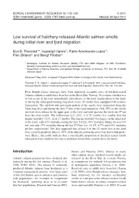 Low Survival of Hatchery-Released Atlantic Salmon Smolts During Initial River and Fjord Migration