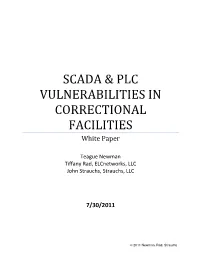 Scada & Plc Vulnerabilities in Correctional Facilities