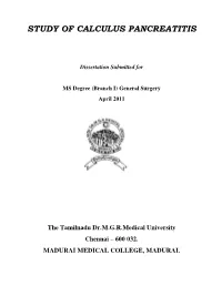 Study of Calculus Pancreatitis