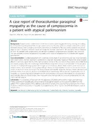A Case Report of Thoracolumbar Paraspinal Myopathy As the Cause of Camptocormia in a Patient with Atypical Parkinsonism