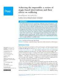 Achieving the Impossible: a Review of Magic-Based Interventions and Their Effects on Wellbeing