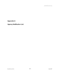 Appendix a Agency Notification List