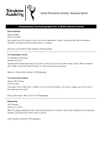 Cinematography for a Single-Camera Series (Half-Hour)