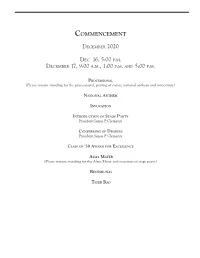 Graduation Program Fall 2020