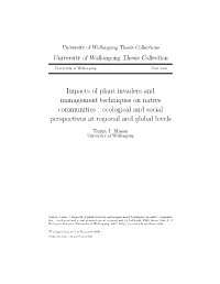 Impacts of Plant Invaders and Management Techniques on Native Communities : Ecological and Social Perspectives at Regional and Global Levels
