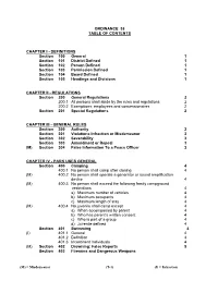 Ordinance 38 Table of Contents Chapter I