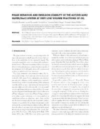 Phase Behavior and Emulsion Stability of the Aot/Decane