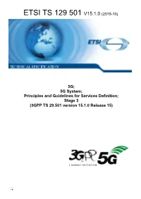 5G; 5G System; Principles and Guidelines for Services Definition; Stage 3 (3GPP TS 29.501 Version 15.1.0 Release 15)
