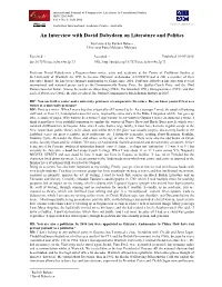 An Interview with David Dabydeen on Literature and Politics