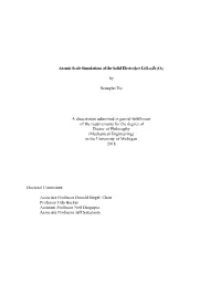 Atomic Scale Simulations of the Solid Electrolyte Li7la3zr2o12 By