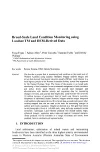 Broad-Scale Land Condition Monitoring Using Landsat TM and DEM-Derived Data