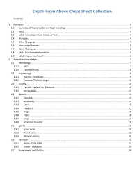 Death from Above Cheat Sheet Collection