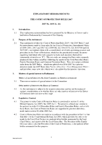 Explanatory Memorandum to the Court of Protection Rules 2017