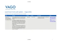 Local Government Audit Update — August 2021