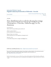 New Distributional Records for Pleasing Lacewings (Neuroptera: Dilaridae, Nallachius Spp.) in the Americas David E
