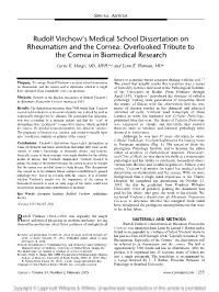 Rudolf Virchow's Medical School Dissertation on Rheumatism And