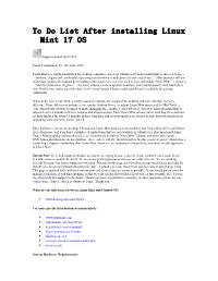 To Do List After Installing Linux Mint 17 OS