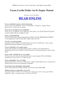 Toyota Corolla Fielder 1Nz Fe Engine Manual [PDF]