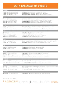 2014 Calendar of Events