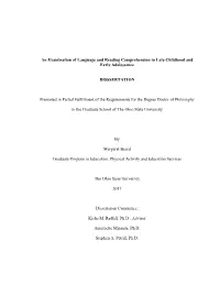 An Examination of Language and Reading Comprehension in Late Childhood and Early Adolescence
