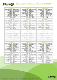 Calendario Prima Categoria Girone D 2017/2018