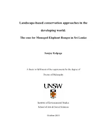 Landscape-Based Conservation Approaches in the Developing World: the Case for Managed Elephant Ranges in Sri Lanka