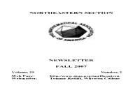 Northeastern Section Newsletter Fall 2007