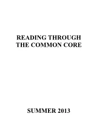 Reading Through the Common Core Summer 2013